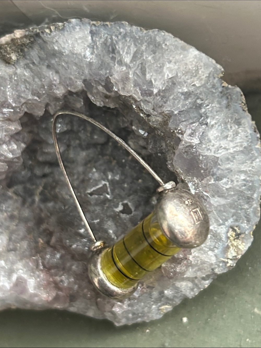 Kinetic bubble level sterling silver antique pendant - Picture 2 of 5